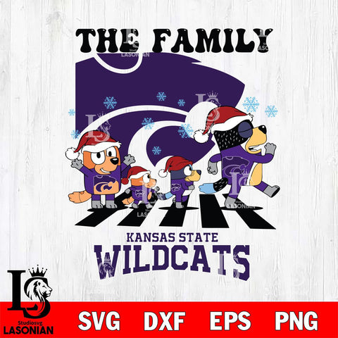 Kansas State Wildcats Family Bluey Christmas Svg Eps Dxf Png File, Digital Download