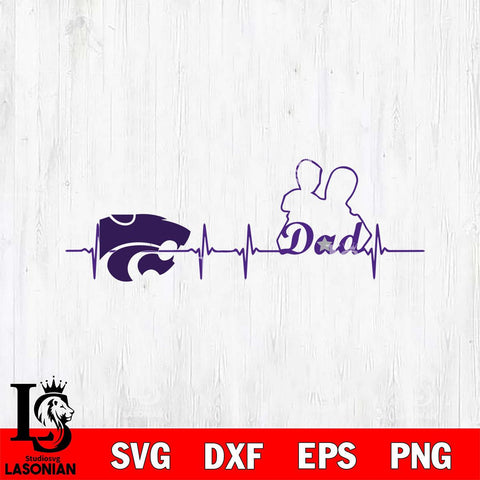 Kansas State Wildcats Father Heart Beat Svg Eps Dxf Png File, Digital Download, Instant Download