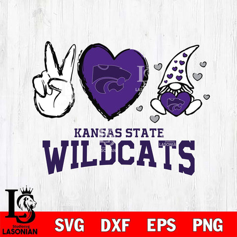 Kansas State Wildcats Gnomes Peace & Love Svg Eps Dxf Png File, Digital Download, Instant Download