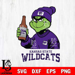 Kansas State Wildcats Grinch Drinking Beer Christmas Cut Files Cricut, Svg Dxf Eps Png file, Digital download , Silhouette