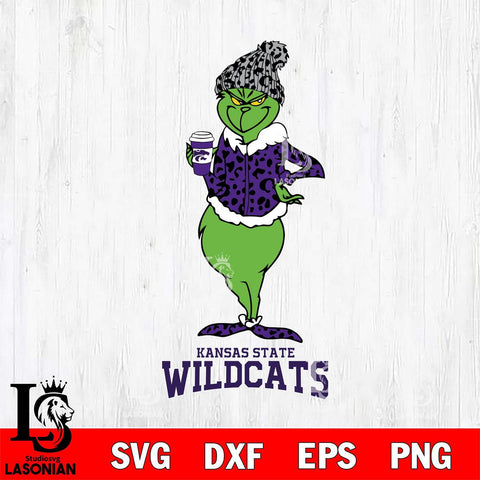 Kansas State Wildcats Grinch Leopard Coffee Svg Eps Dxf Png File, Digital Download, Instant Download