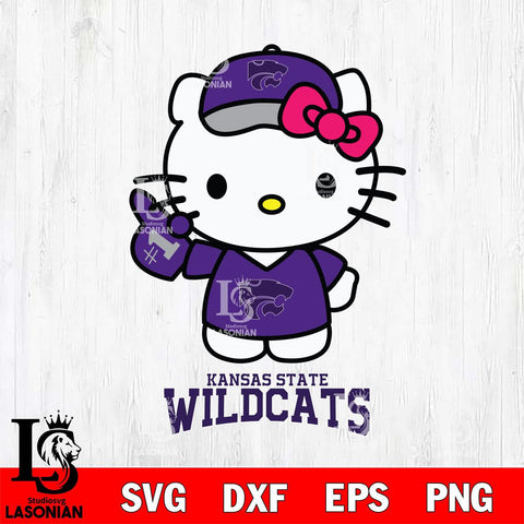 Kansas State Wildcats Hello Kitty Best Fan Svg Eps Dxf Png File, Digital Download, Instant Download