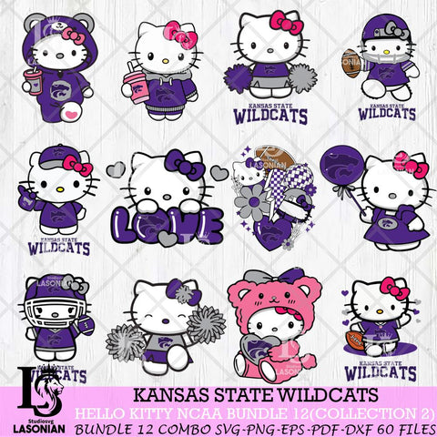 Kansas State Wildcats Hello Kitty Bundle 12 SVG Svg Eps Dxf Png File, Digital Download, Instant Download