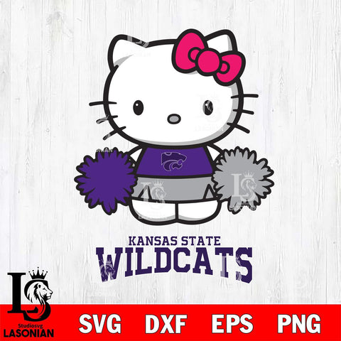 Kansas State Wildcats Hello Kitty Cheerleader 2 Svg Eps Dxf Png File, Digital Download, Instant Download