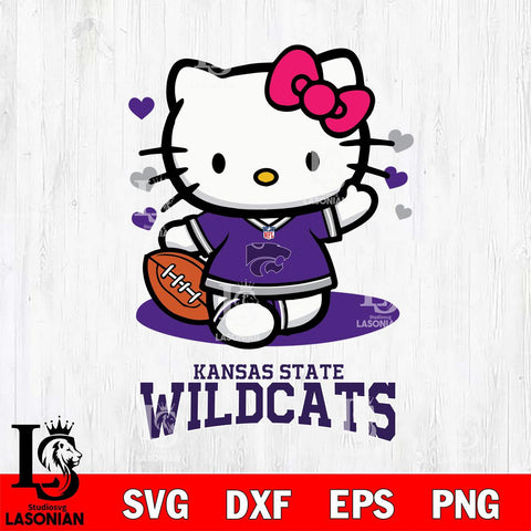 Kansas State Wildcats Hello Kitty NCAA 3 Svg Eps Dxf Png File, Digital Download, Instant Download