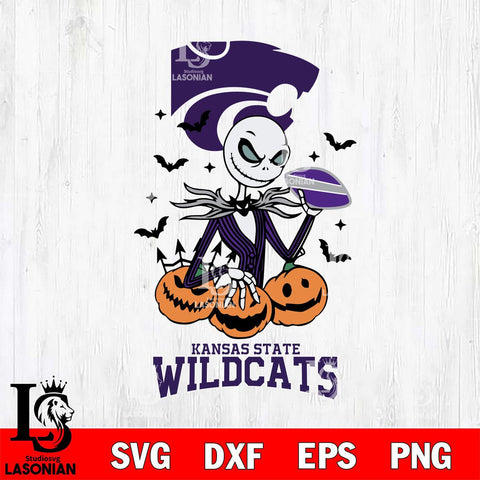 Kansas State Wildcats Jack Skellington 2 halloween Svg Eps Dxf Png File, NCAA svg, Digital Download, Instant Download