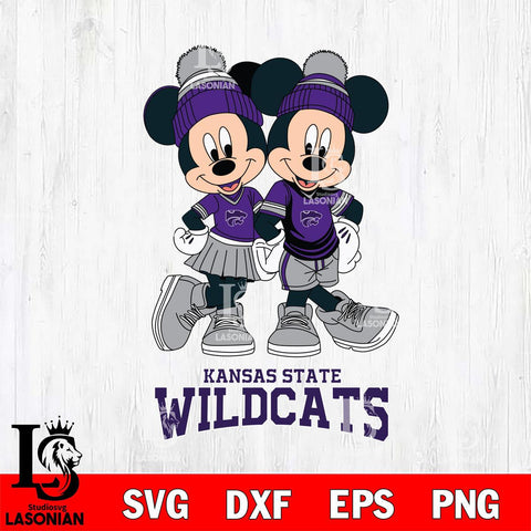 Kansas State Wildcats Mickey And Minnie Mouse Football Svg Eps Dxf Png File, NCAA svg , File Cut , Digital Download , Instant Download, Cut Svg Files