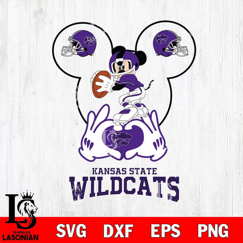 Kansas State Wildcats Mickey Heart Rugby Svg Eps Dxf Png File, Digital Download ,Instant Download, Cricut File