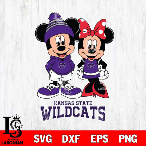 Kansas State Wildcats Mickey Minnie Mouse Cute Football Svg Eps Dxf Png File, NCAA svg , File Cut , Digital Download , Instant Download, Cut Svg Files