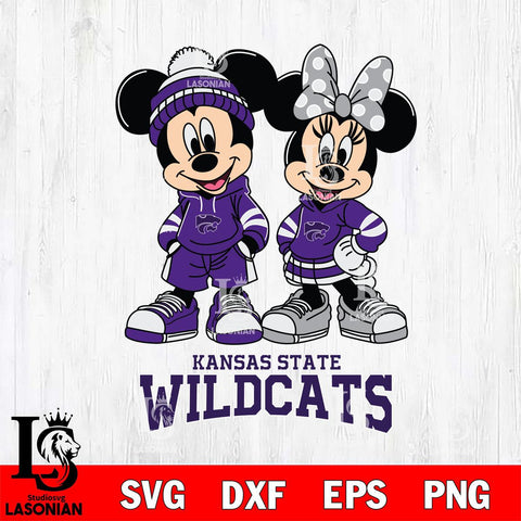 Kansas State Wildcats Mickey Minnie Rugby Hoodie Svg Eps Dxf Png File, NCAA svg , File Cut , Digital Download , Instant Download, Cut Svg Files