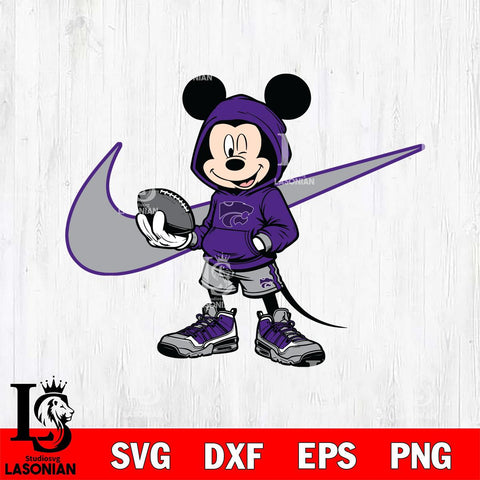 Kansas State Wildcats Mickey Wearing Hoodie Sport Svg Eps Dxf Png File, NCAA svg, Digital Download, Instant Download