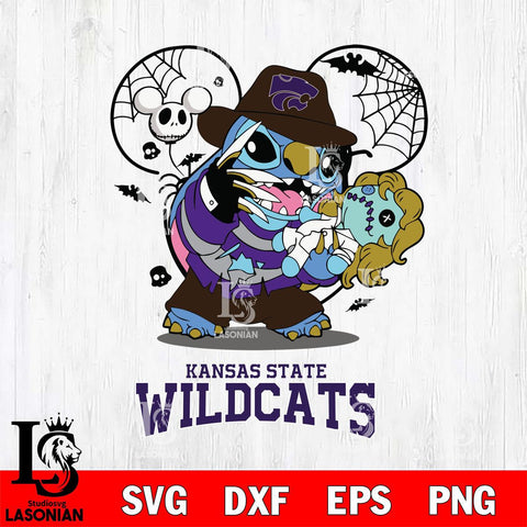 Kansas State Wildcats Stitch Freddy Krueger Halloween Svg Eps Dxf Png File, Digital Download, Instant Download