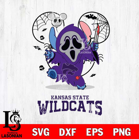 Kansas State Wildcats Stitch Ghost Face Halloween 2 Svg Eps Dxf Png File, Digital Download, Instant Download