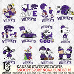 Kansas State Wildcats  Snoopy NCAA Bundle 12 SVG Svg Eps Dxf Png File, Digital Download