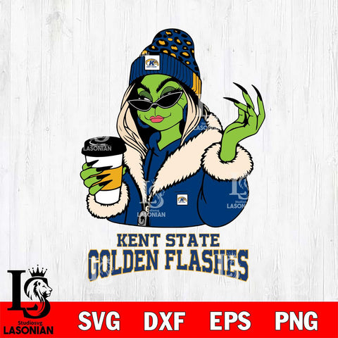 Kent State Golden Flashes Boujee Grinch Girls Christmas Cut Files Cricut, Svg Dxf Eps Png file, Digital download , Silhouette