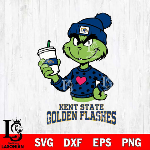 Kent State Golden Flashes Boujee Grinch Heart Christmas Cut Files Cricut, Svg Dxf Eps Png file, Digital download , Silhouette