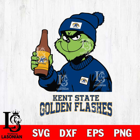 Kent State Golden Flashes Grinch Drinking Beer Christmas Cut Files Cricut, Svg Dxf Eps Png file, Digital download , Silhouette