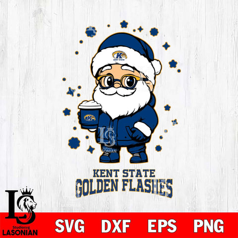 Kent State Golden Flashes Santa Claus Coffe Svg dxf eps png pdf file,NCAA svg,Digital Download,Cricut file