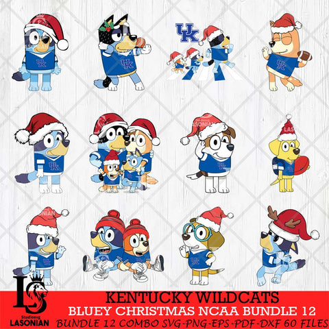 Kentucky Wildcats Bluey Christmas NCAA Bundle 12 SVG Eps Dxf Png File, Digital Download, Instant Download