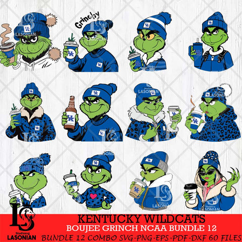 Kentucky Wildcats Boujee Grinch NCAA Bundle 12 SVG Eps Dxf Png File, Digital Download, Instant Download