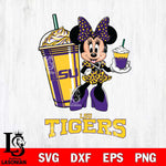 LSU Tigers Minnie Mouse Fan And Coffee Svg Eps Dxf Png File, Digital Download, Instant Download