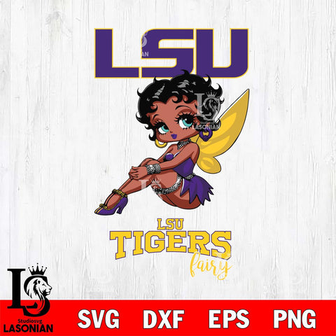 LSU Tigers Beauty Black Fairy Betty Boop, Svg Eps Dxf Png File, Digital Download