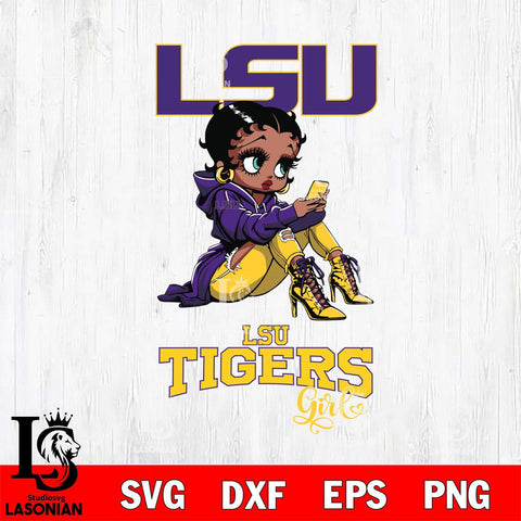 LSU Tigers Beauty Black Fan Girl Football, Svg Eps Dxf Png File, Digital Download