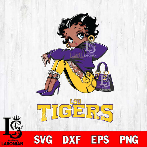 LSU Tigers Betty Boop Black Fan Girl Svg Eps Dxf Png File, Digital Download, Instant Download