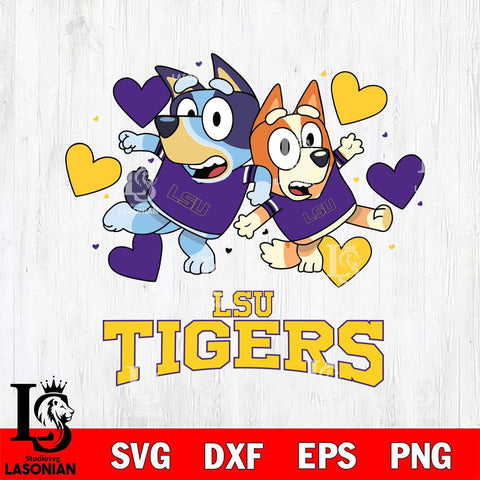 LSU Tigers Bluey & Bingo 10 Svg Eps Dxf Png File, NCAA svg, Digital Download, Instant Download