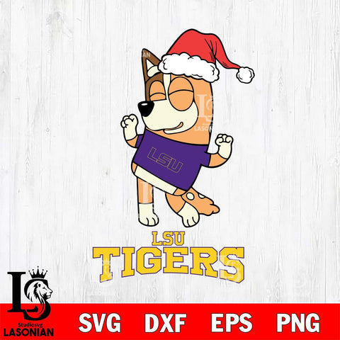 LSU Tigers Bluey Chilli Happy Christmas Svg Eps Dxf Png File, Digital Download