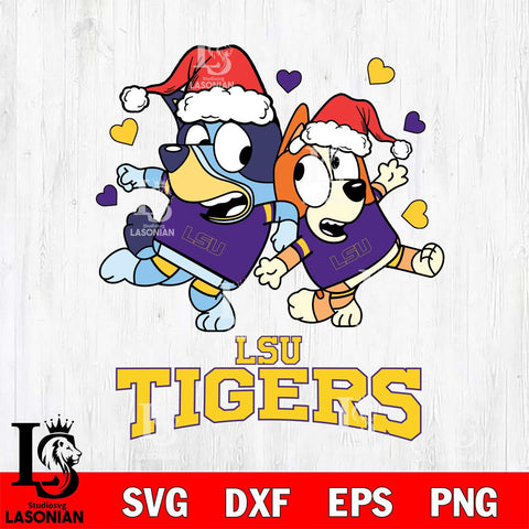 LSU Tigers Bluey Christmas NFL Svg Eps Dxf Png File, Digital Download