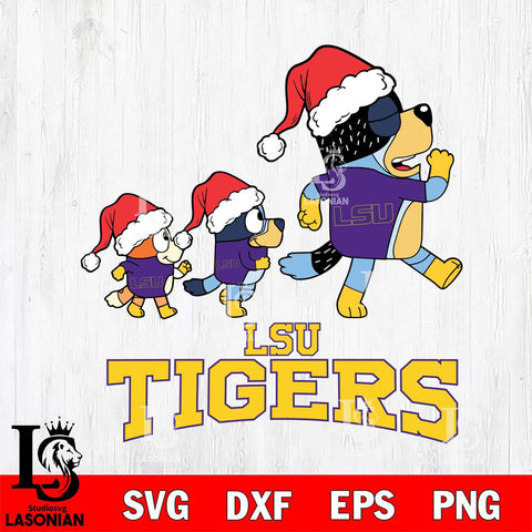 LSU Tigers Bluey Family Christmas Svg Eps Dxf Png File, Digital Download