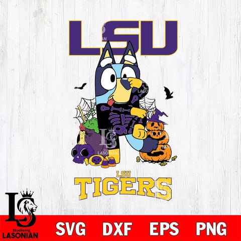 LSU Tigers Bluey Halloween NCAA 2 Svg Eps Dxf Png File, Digital Download, Instant Download