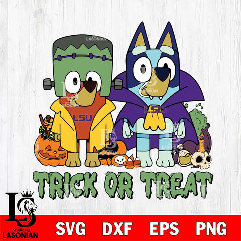 LSU Tigers Bluey Halloween Trick or Treat Svg Eps Dxf Png File, Digital Download, Instant Download