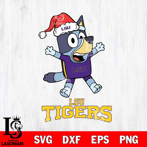 LSU Tigers Bluey Happy Christmas Svg Eps Dxf Png File, Digital Download