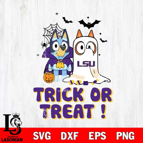 LSU Tigers Bluey Trick or Treat Halloween Svg Eps Dxf Png File, Digital Download, Instant Download