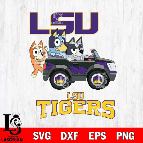 LSU Tigers Bluey friends car Svg Eps Dxf Png File, NCAA svg, Digital Download, Instant Download