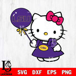 LSU Tigers Cute Hello Kitty 2 Svg Eps Dxf Png File, Digital Download, Instant Download