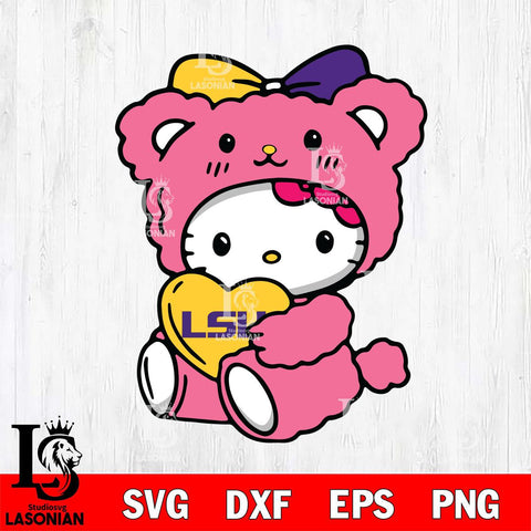 LSU Tigers Cute Hello Kitty 3 Svg Eps Dxf Png File, Digital Download, Instant Download