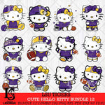 LSU Tigers Cute Hello Kitty Bundle 12 SVG Eps Dxf Png File, NCAA Bundle svg, Digital Download, Instant Download