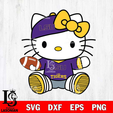 LSU Tigers Cute Hello Kitty Football 11 Svg Eps Dxf Png File, NCAA svg, Digital Download, Instant Download