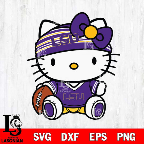 LSU Tigers Cute Hello Kitty Football 12 Svg Eps Dxf Png File, NCAA svg, Digital Download, Instant Download