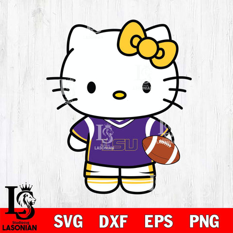 LSU Tigers Cute Hello Kitty Football 8 Svg Eps Dxf Png File, NCAA svg, Digital Download, Instant Download