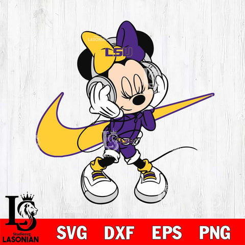 LSU Tigers Cute Minnie Mouse Dancing Svg Eps Dxf Png File, NCAA svg, Digital Download, Instant Download