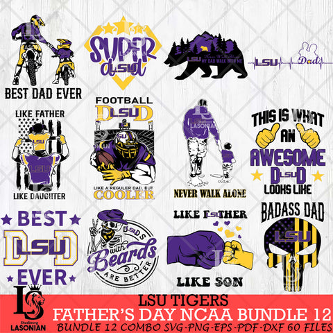 LSU Tigers Fathers Day NCAA Bundle 12 Svg Eps Dxf Png File, Digital Download, Instant Download