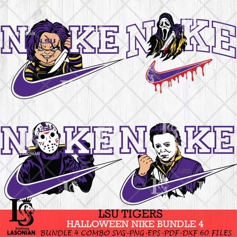 LSU Tigers Halloween Nike NCAA Bundle 4 Svg Eps Dxf Png File, Digital Download, Instant Download