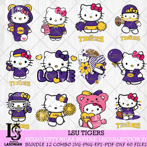 LSU Tigers Hello Kitty Bundle 12 SVG Svg Eps Dxf Png File, Digital Download, Instant Download