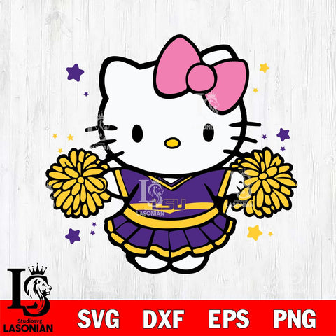 LSU Tigers Hello Kitty Cheerleader 10 Svg Eps Dxf Png File, Digital Download, Instant Download