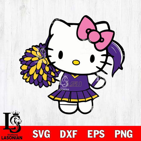 LSU Tigers Hello Kitty Cheerleader 12 Svg Eps Dxf Png File, Digital Download, Instant Download