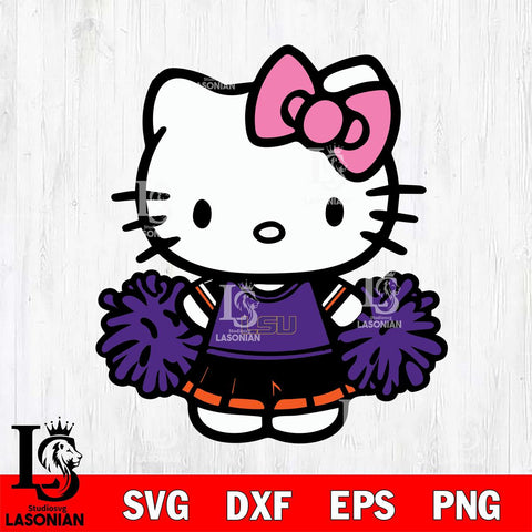 LSU Tigers Hello Kitty Cheerleader 2 Svg Eps Dxf Png File, Digital Download, Instant Download